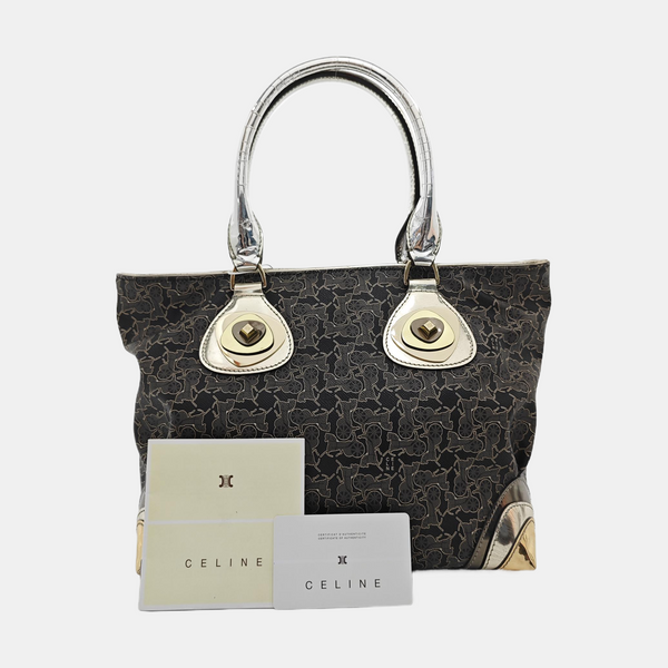 Coated Canvas Top Handle Bag Gray