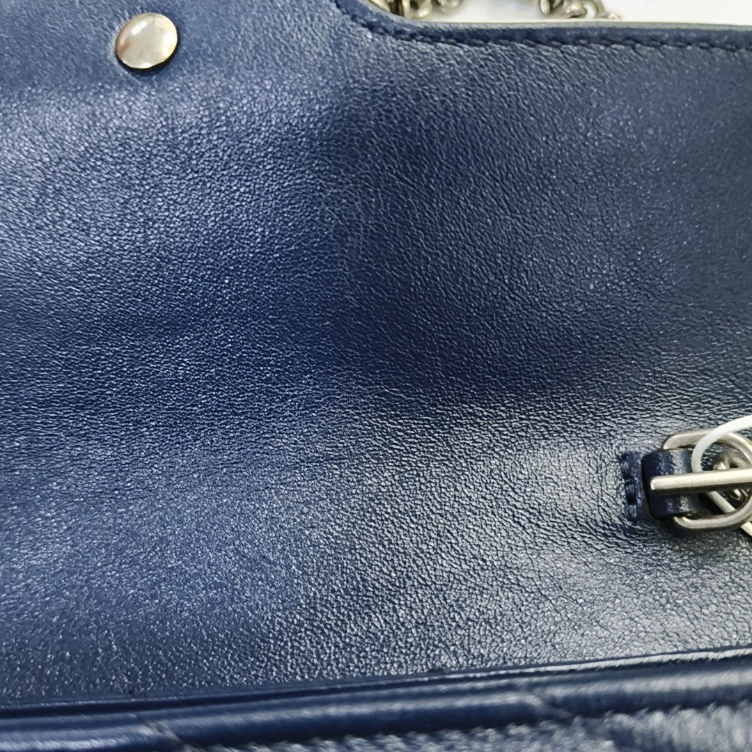 Authenticated pre-owned  GG Marmont Super Mini Quilted Calfskin Blue - Shoulder Bag at Looply
