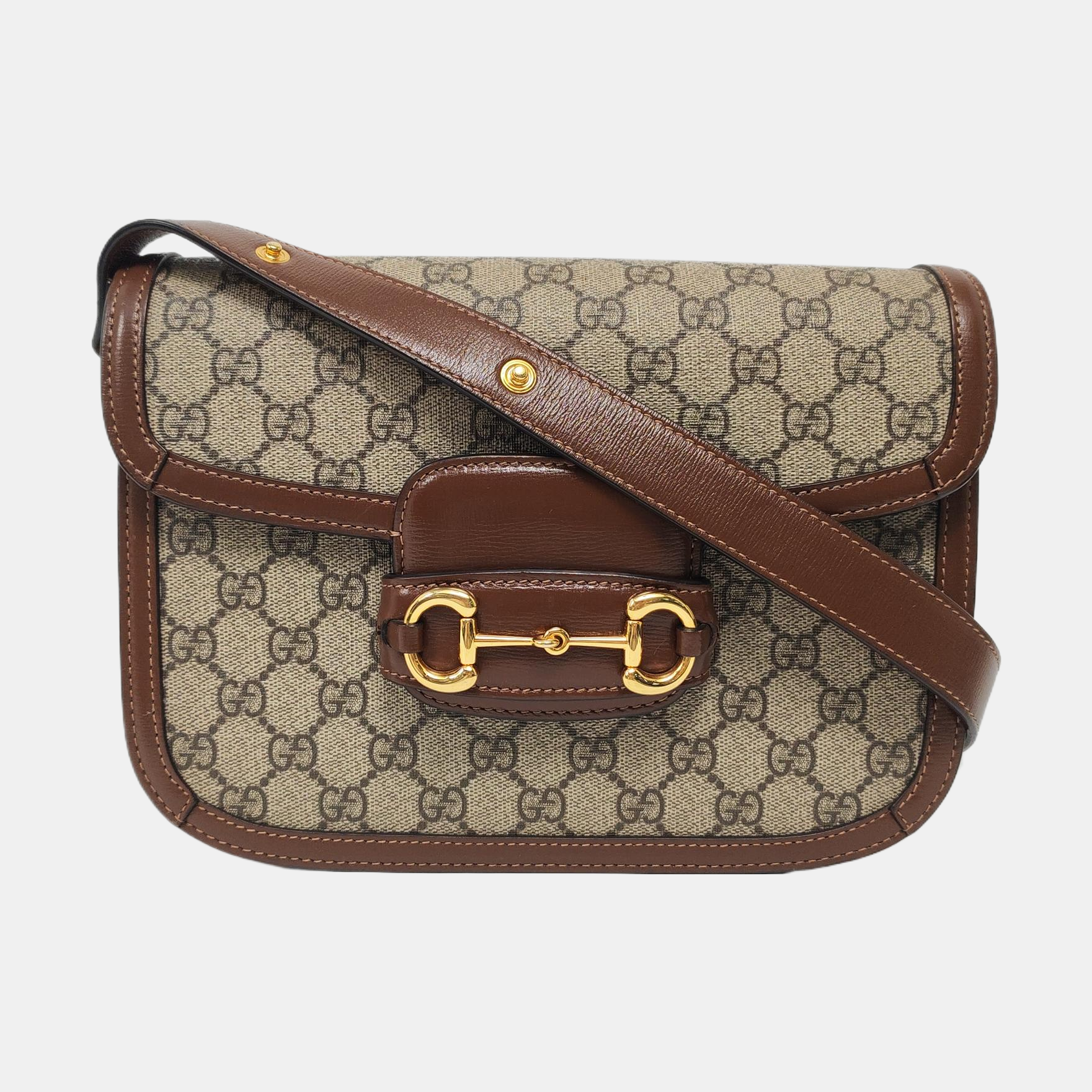 Horsebit 1955 Medium Monogram Coated Canvas Beige