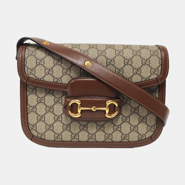 Horsebit 1955 Medium Monogram Coated Canvas Beige