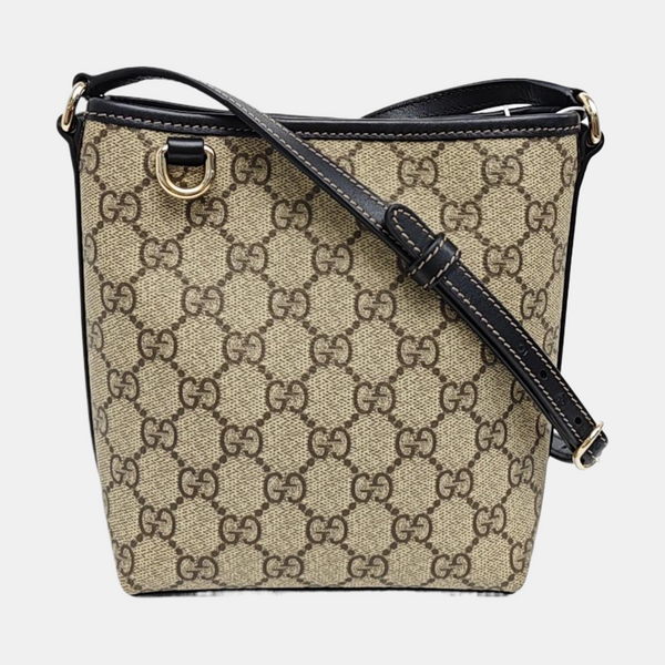 GG Emblem Mini Monogram Coated Canvas Beige
