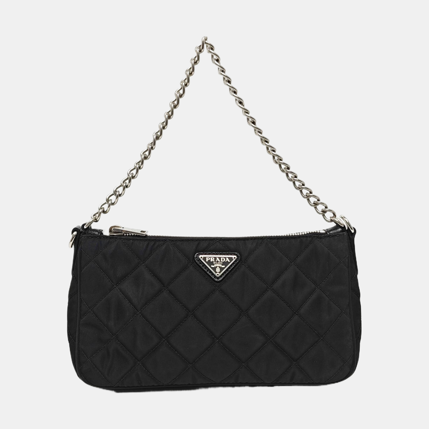 Quilted Nylon Shoulder Bag Black