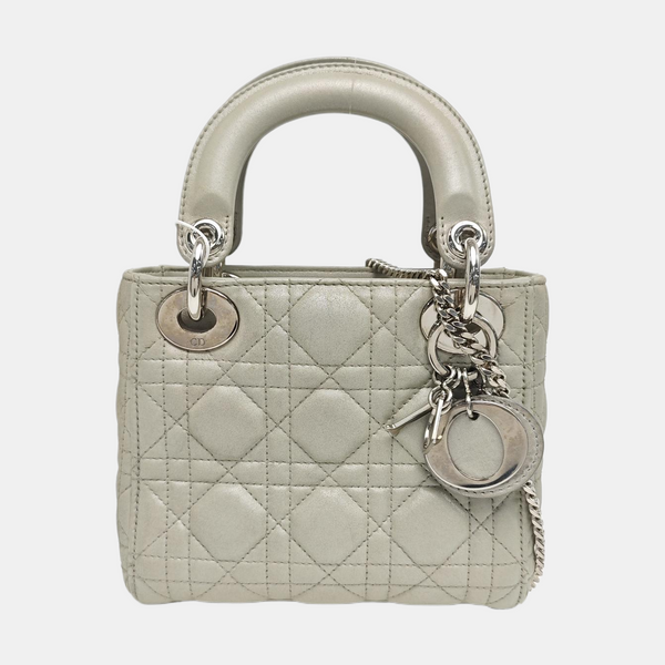 Lady Dior Mini Cannage Lambskin Gray