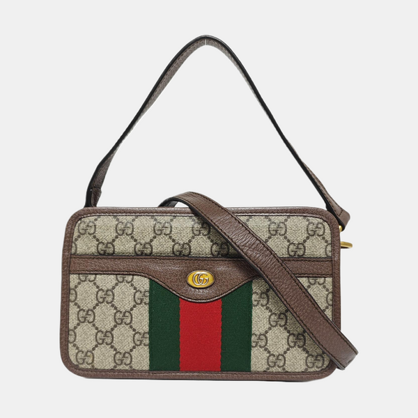 Ophidia Small Monogram Coated Canvas Beige
