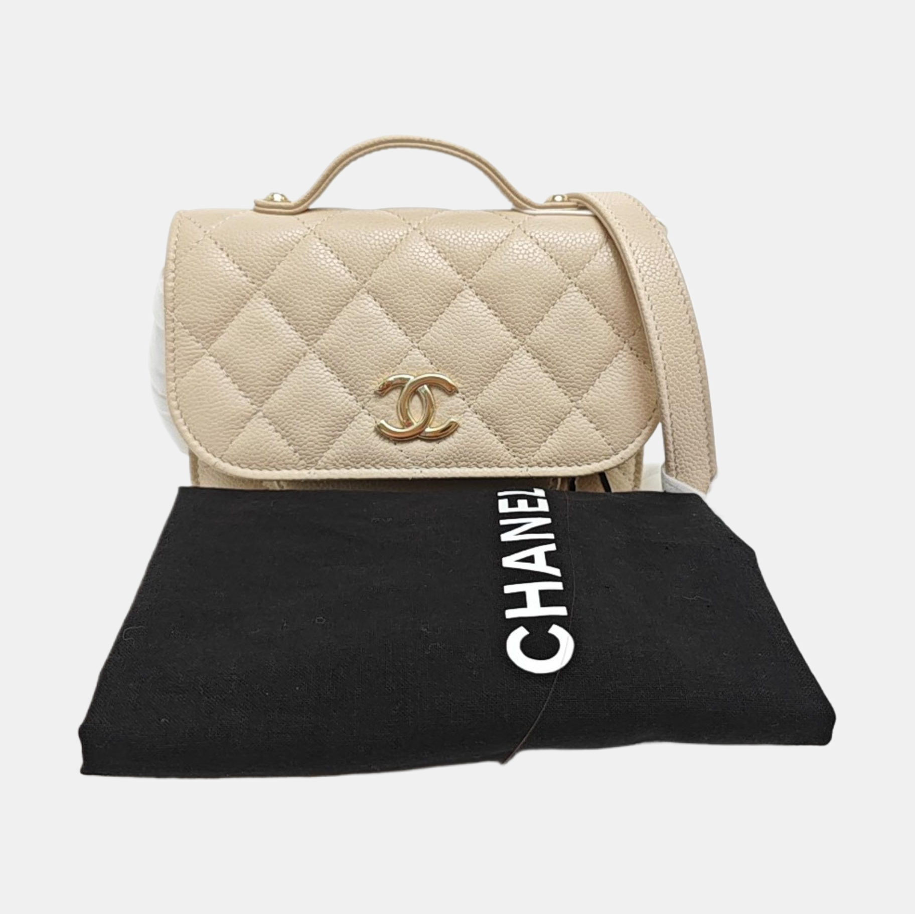BUSINESS AFFINITY Quilted Grained Calfskin White