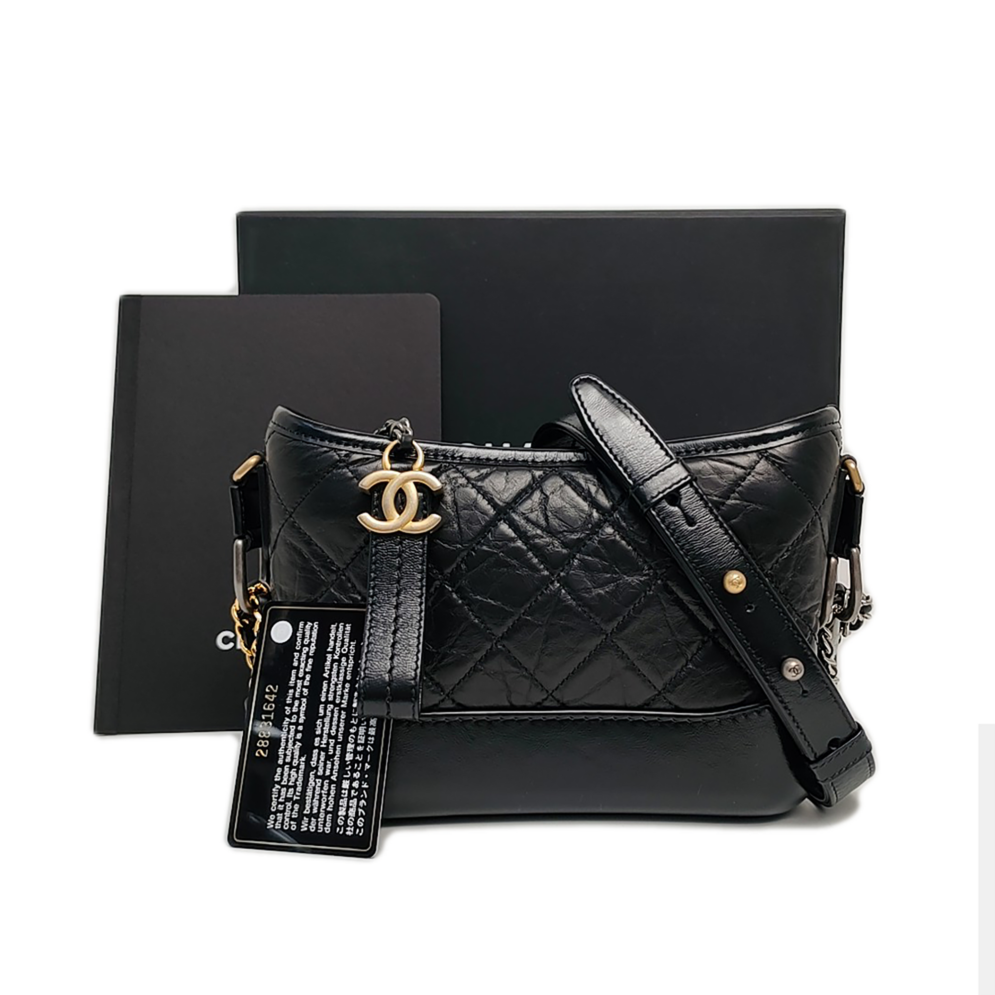 GABRIELLE Small Quilted Vintage Calf Black