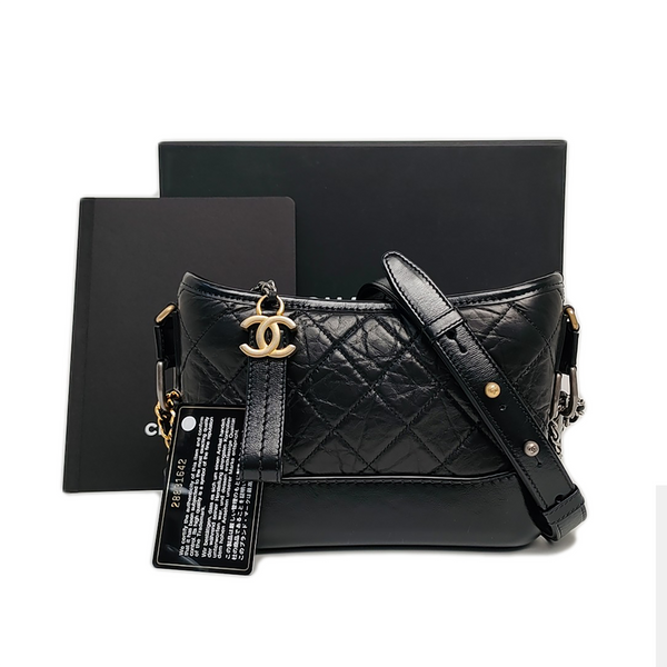 GABRIELLE Small Quilted Vintage Calf Black