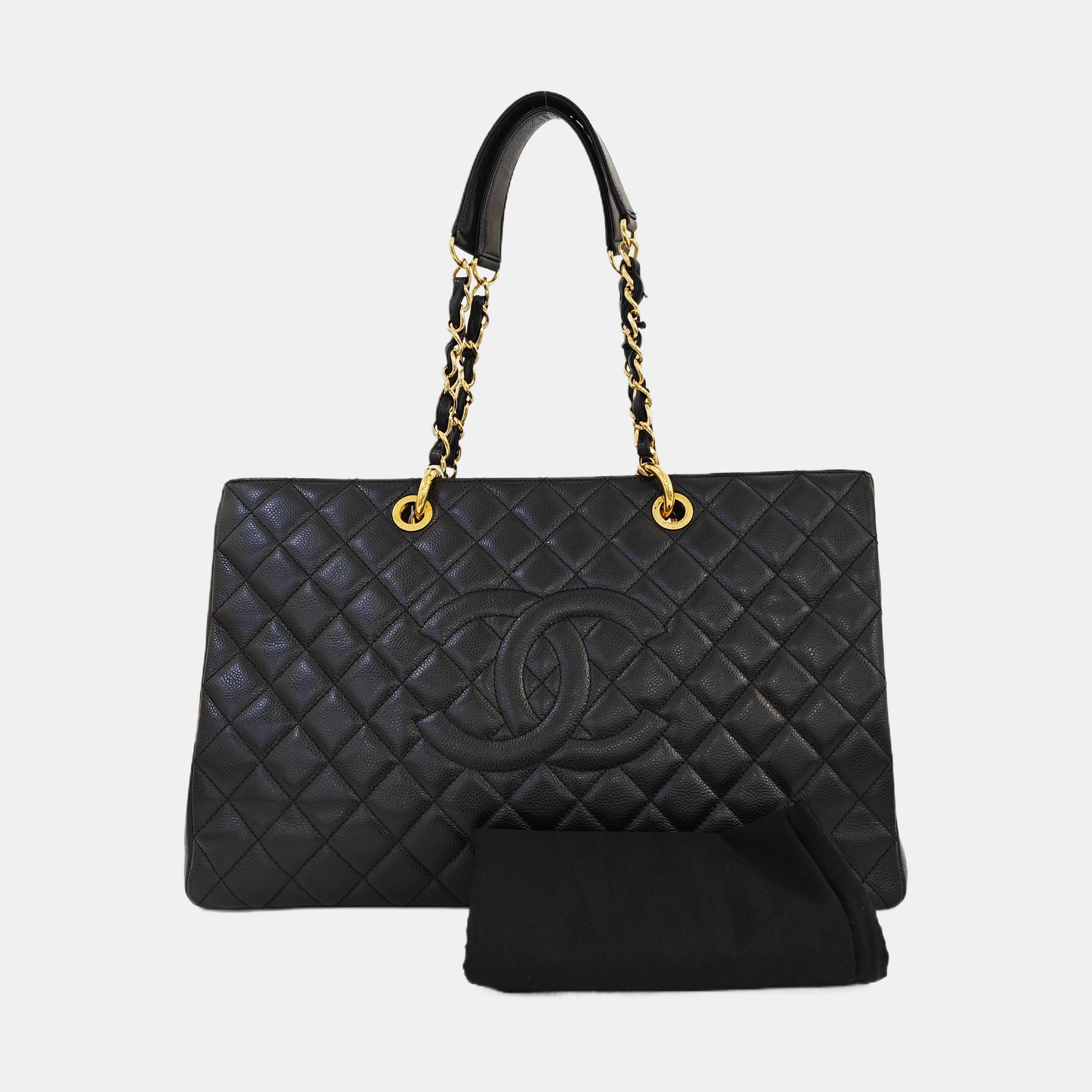 CHANEL GST Extra Large Quilted Grained Calfskin Black