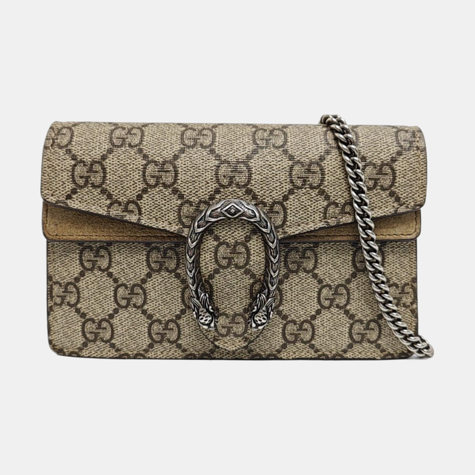 Dionysus Super Mini Monogram Coated Canvas Beige