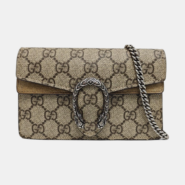 Dionysus Super Mini Monogram Coated Canvas Beige