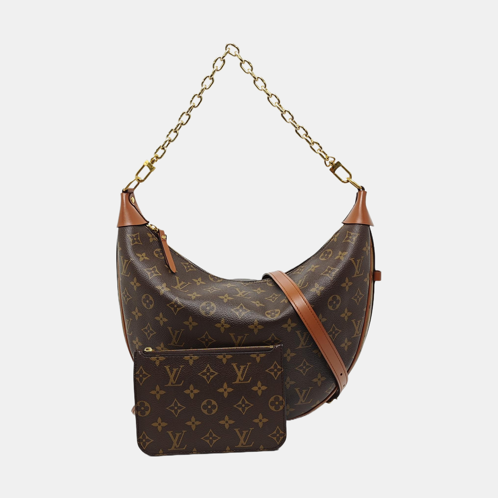 LOOP HOBO Monogram Coated Canvas Brown