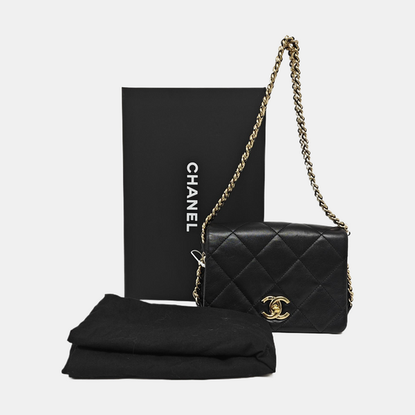 Quilted Calfskin Shoulder Bag Black