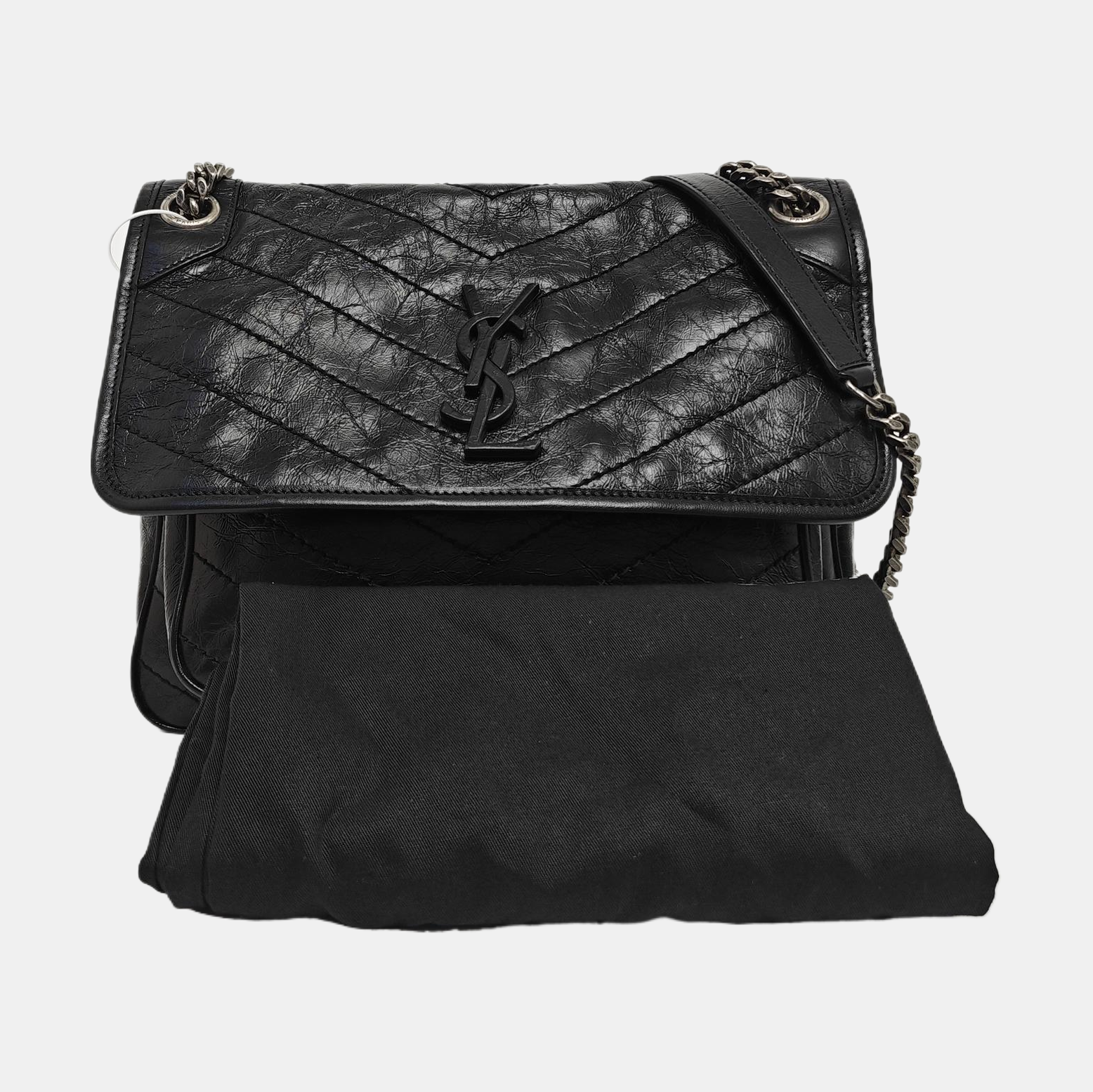 NIKI Medium Chevron Calfskin Black
