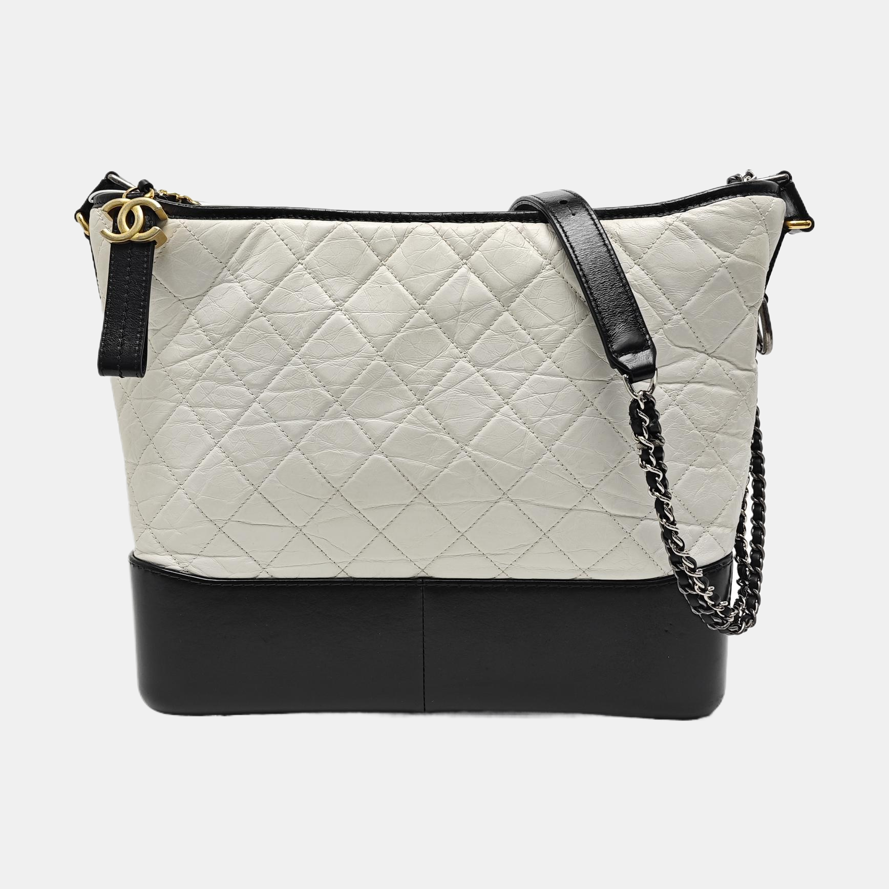GABRIELLE Large Quilted Calfskin White