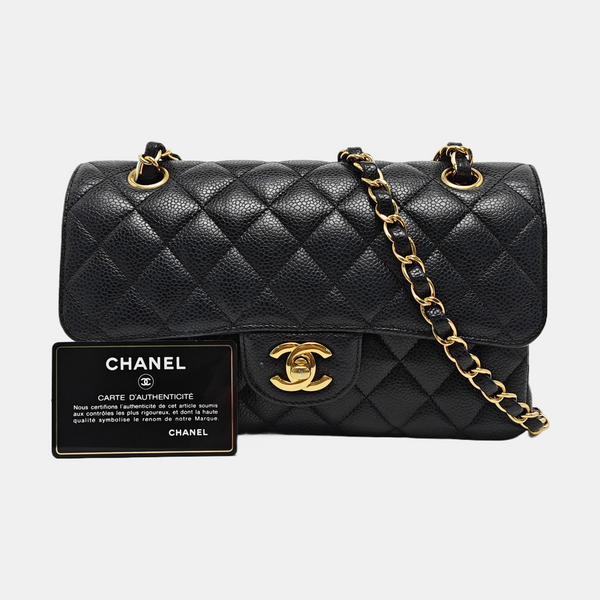 CLASSIC FLAP Small Quilted Grained Calfskin Black