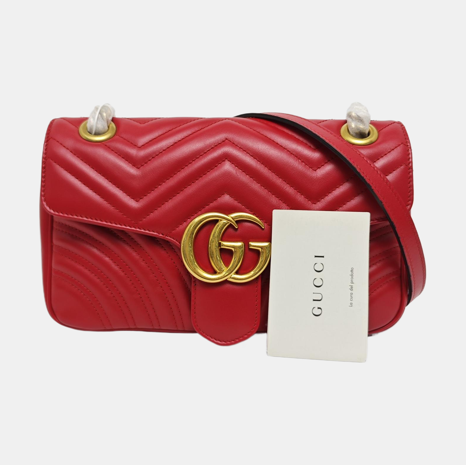 GG Marmont Medium Quilted Calfskin Red