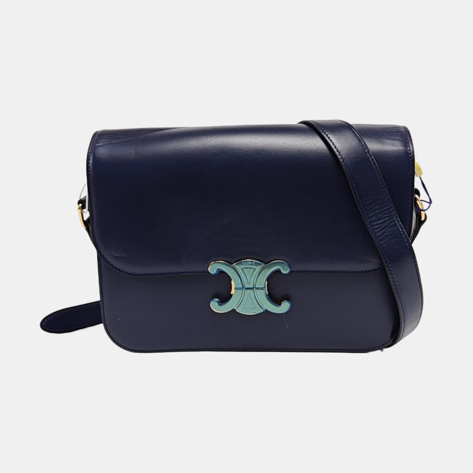 Authenticated pre-owned  TRIOMPHE Medium Calfskin Blue - Crossbody Bag at Looply
