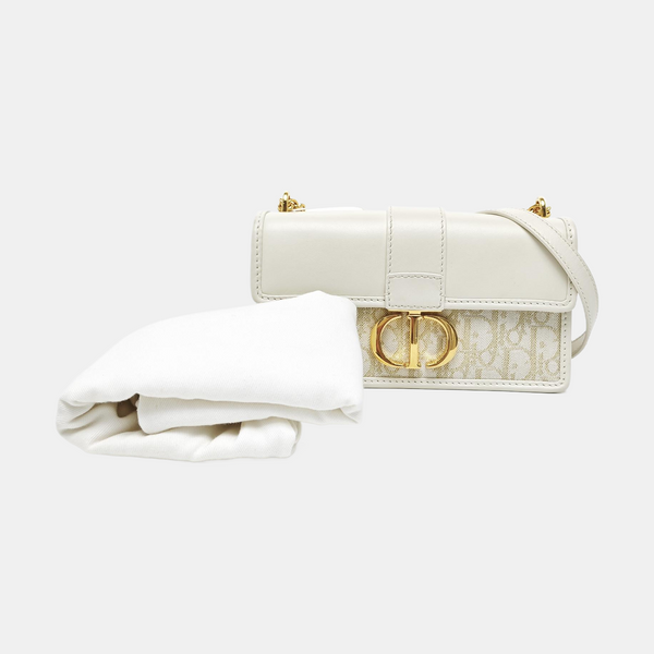30 Montaigne East-West Small Oblique Canvas White