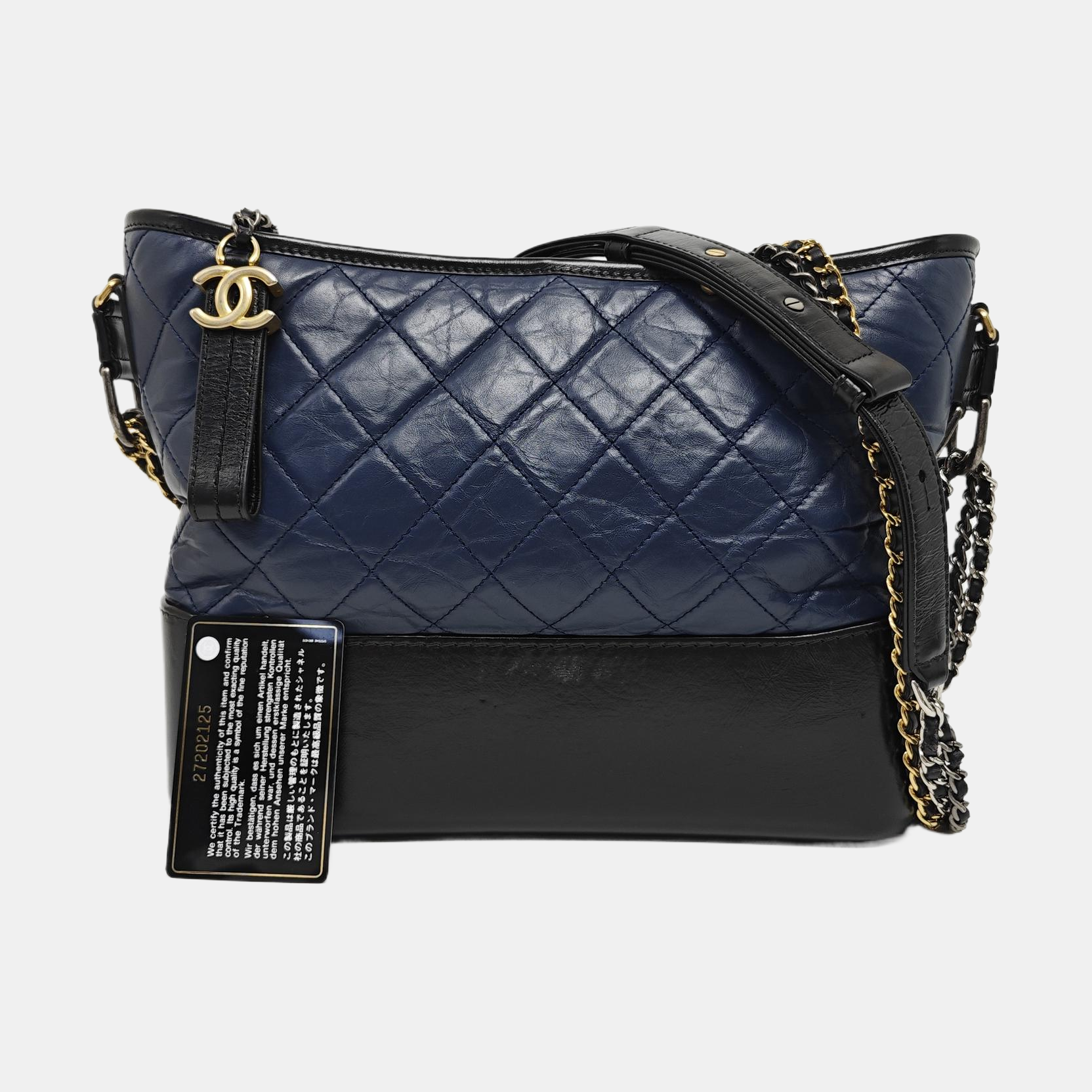 GABRIELLE Medium Quilted Calfskin Blue