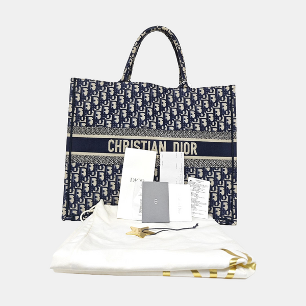 Book Tote Large Oblique Canvas Blue