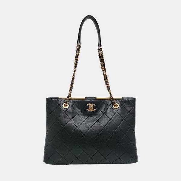 Large Quilted Lambskin Black