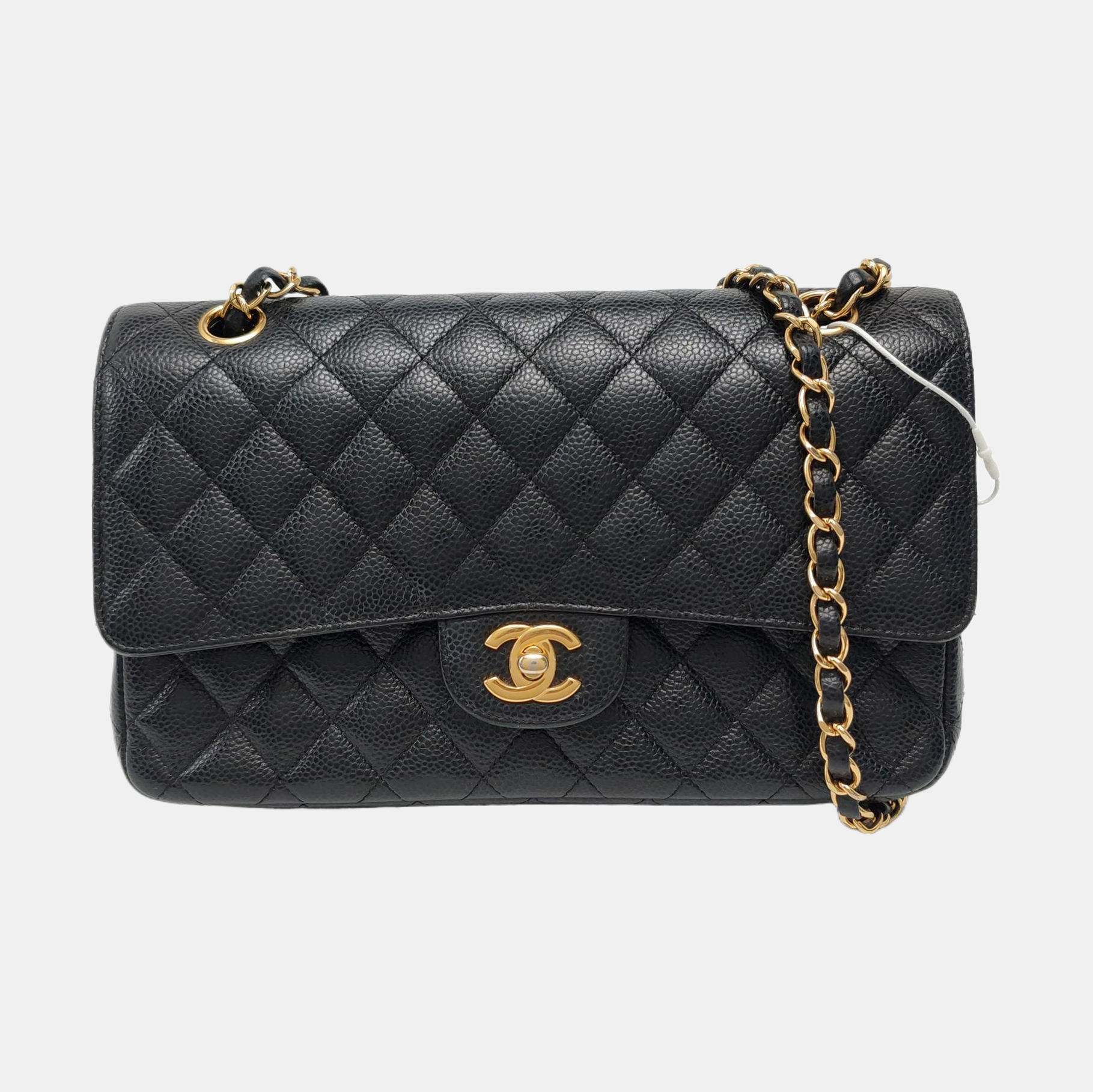 CLASSIC FLAP Medium Quilted Grained Calfskin Black