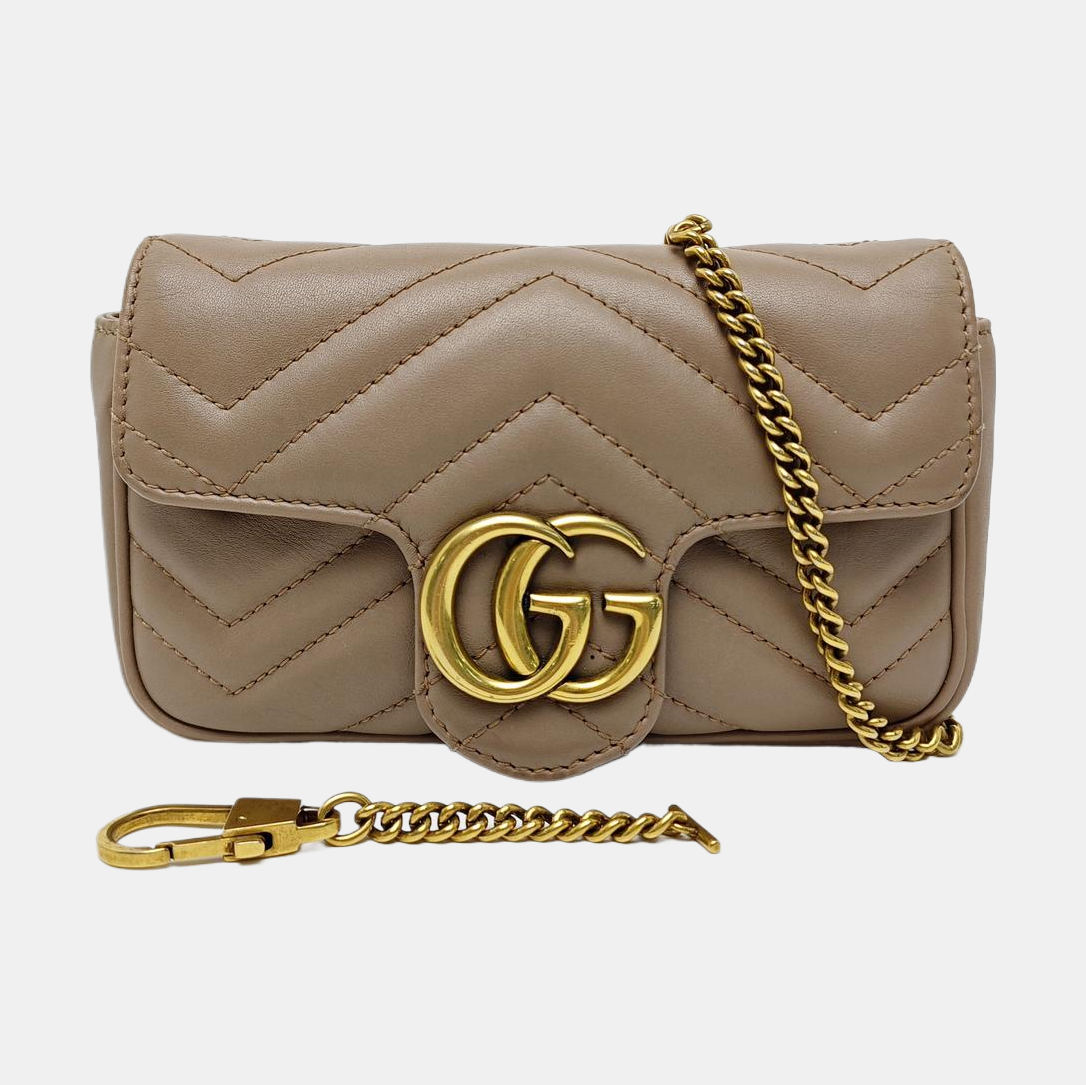 GG Marmont Mini Quilted Calfskin Beige