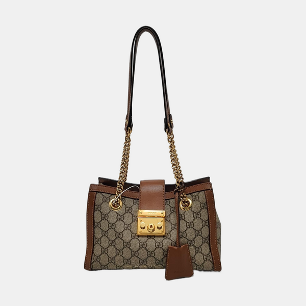 Padlock Small Monogram Coated Canvas Beige