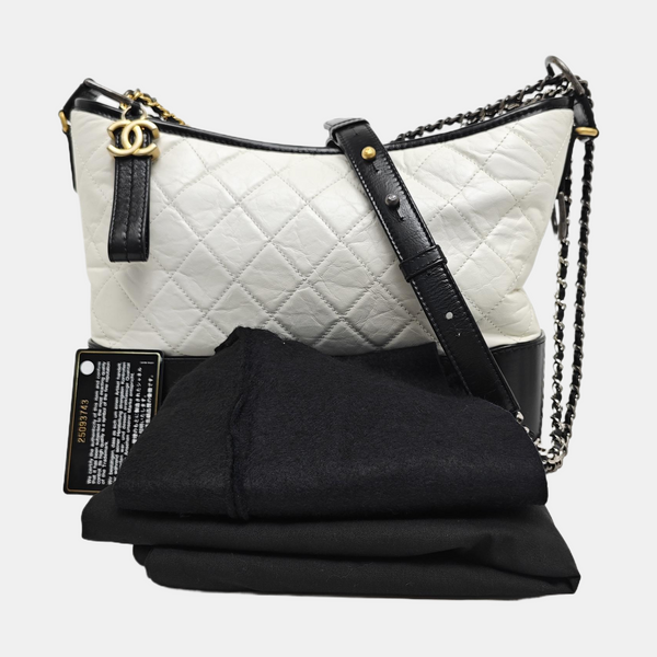 GABRIELLE Medium Quilted Calfskin White