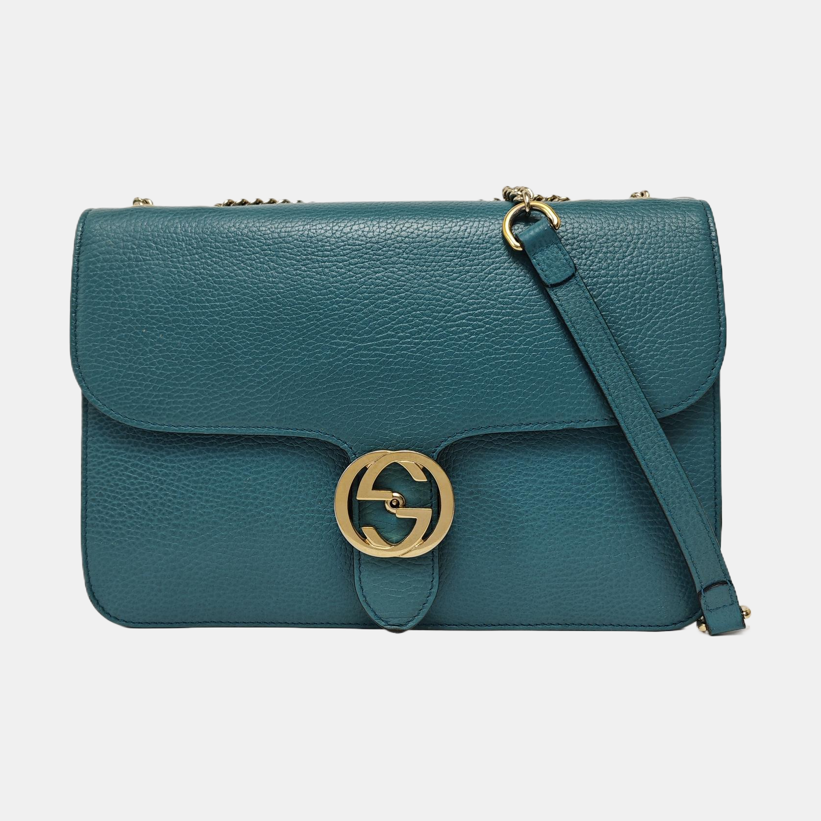 Interlocking G Large Calfskin Blue