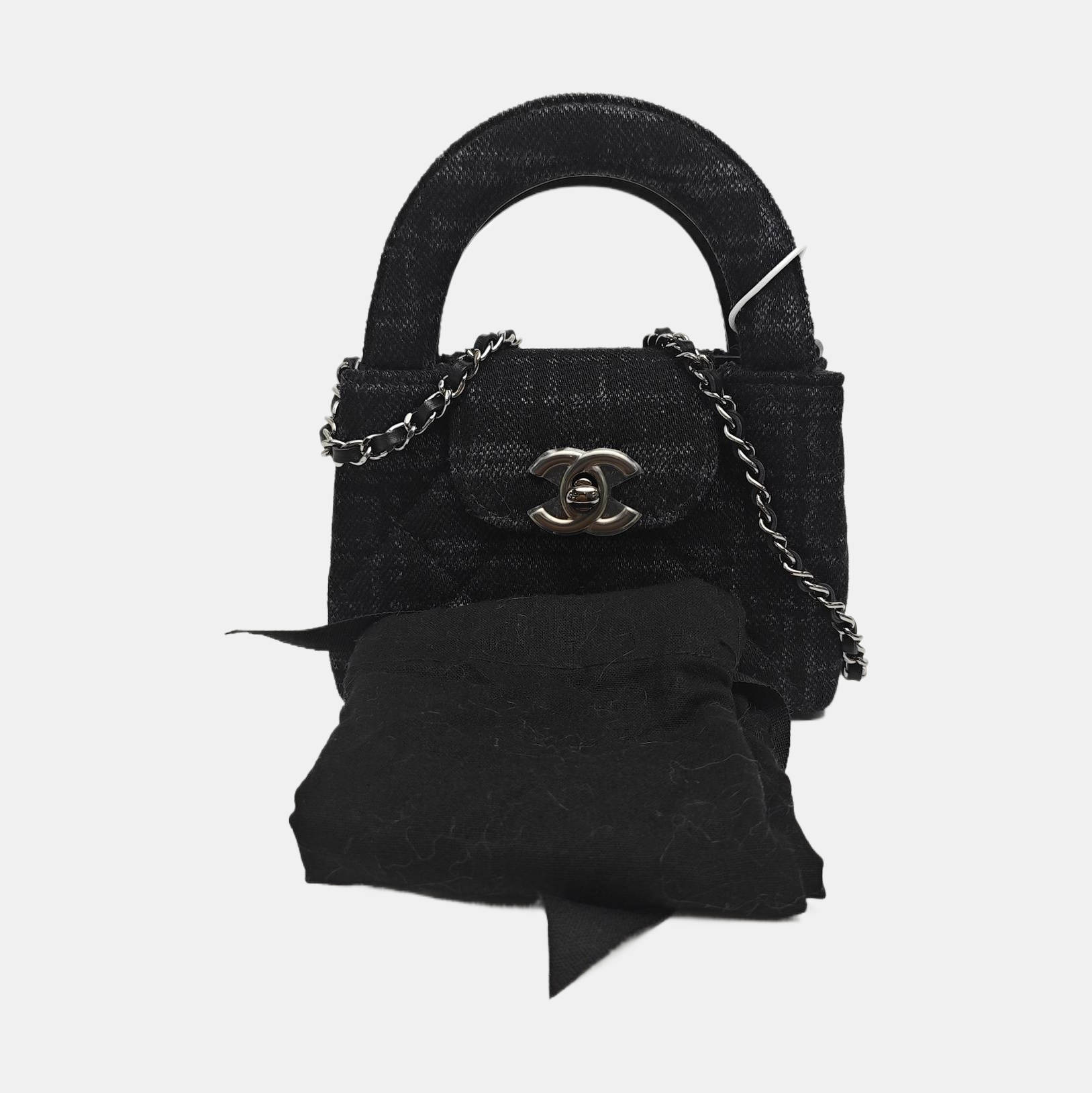 Quilted Fabric Crossbody Bag Black