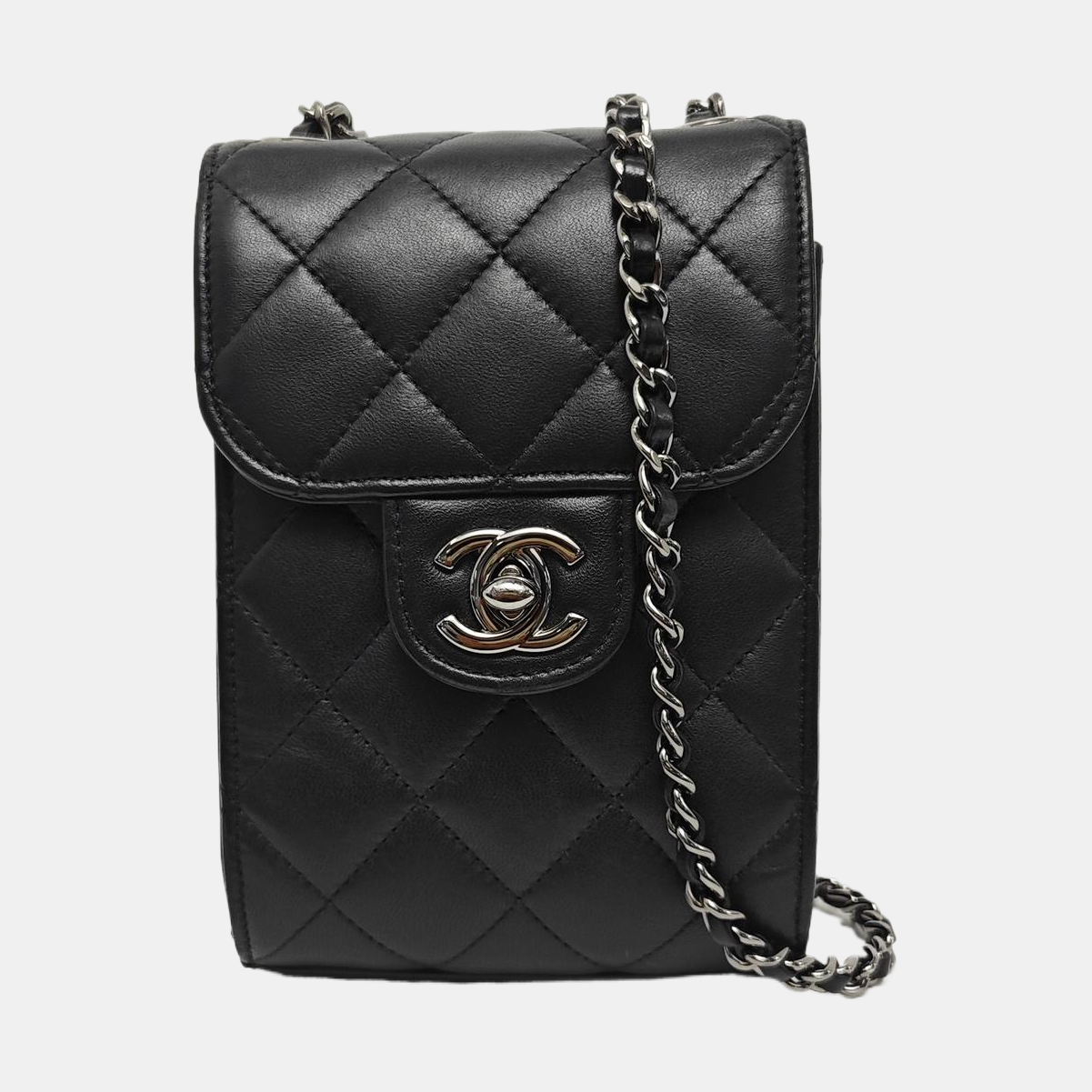 Quilted Lambskin Shoulder Bag Black