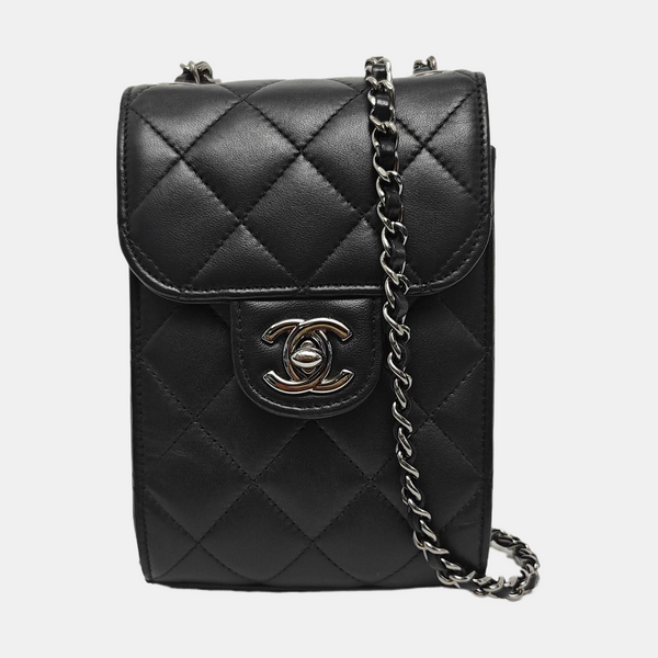 Quilted Lambskin Shoulder Bag Black