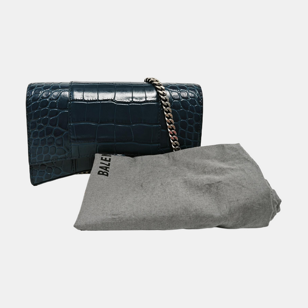 Hourglass Wallet On Chain Mini Calfskin Blue
