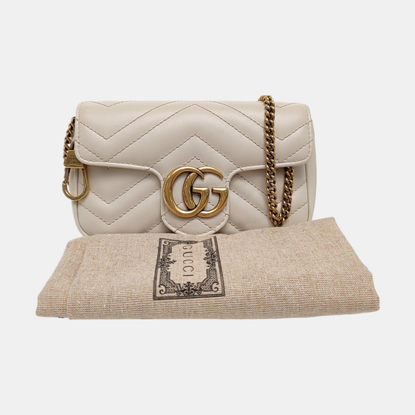 GG Marmont Mini Quilted Calfskin White