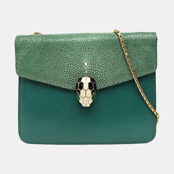 SERPENTI FOREVER Small Stingray Leather Green