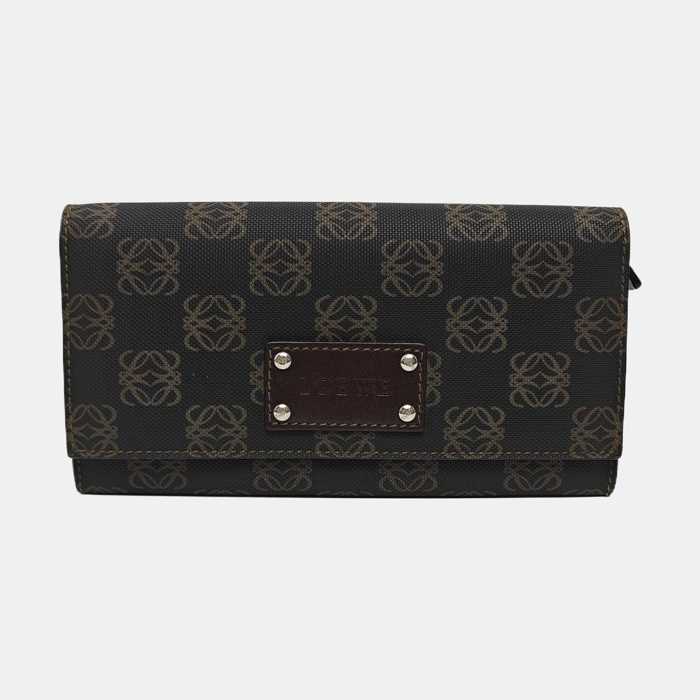 Monogram Leather Clutch Gray