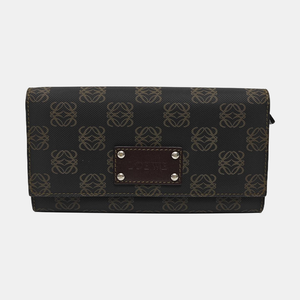 Monogram Leather Clutch Gray