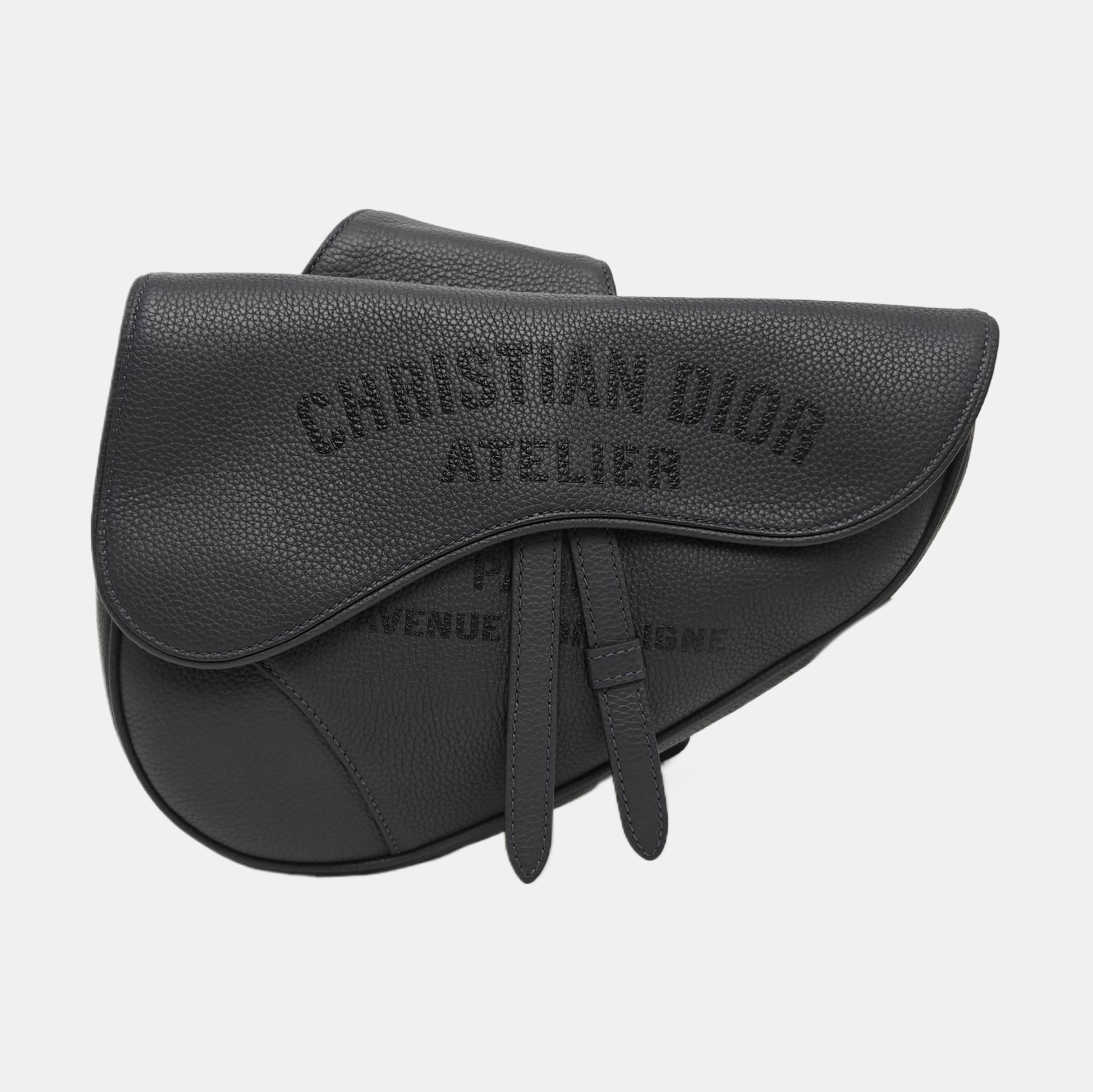 Saddle Medium Calfskin Gray
