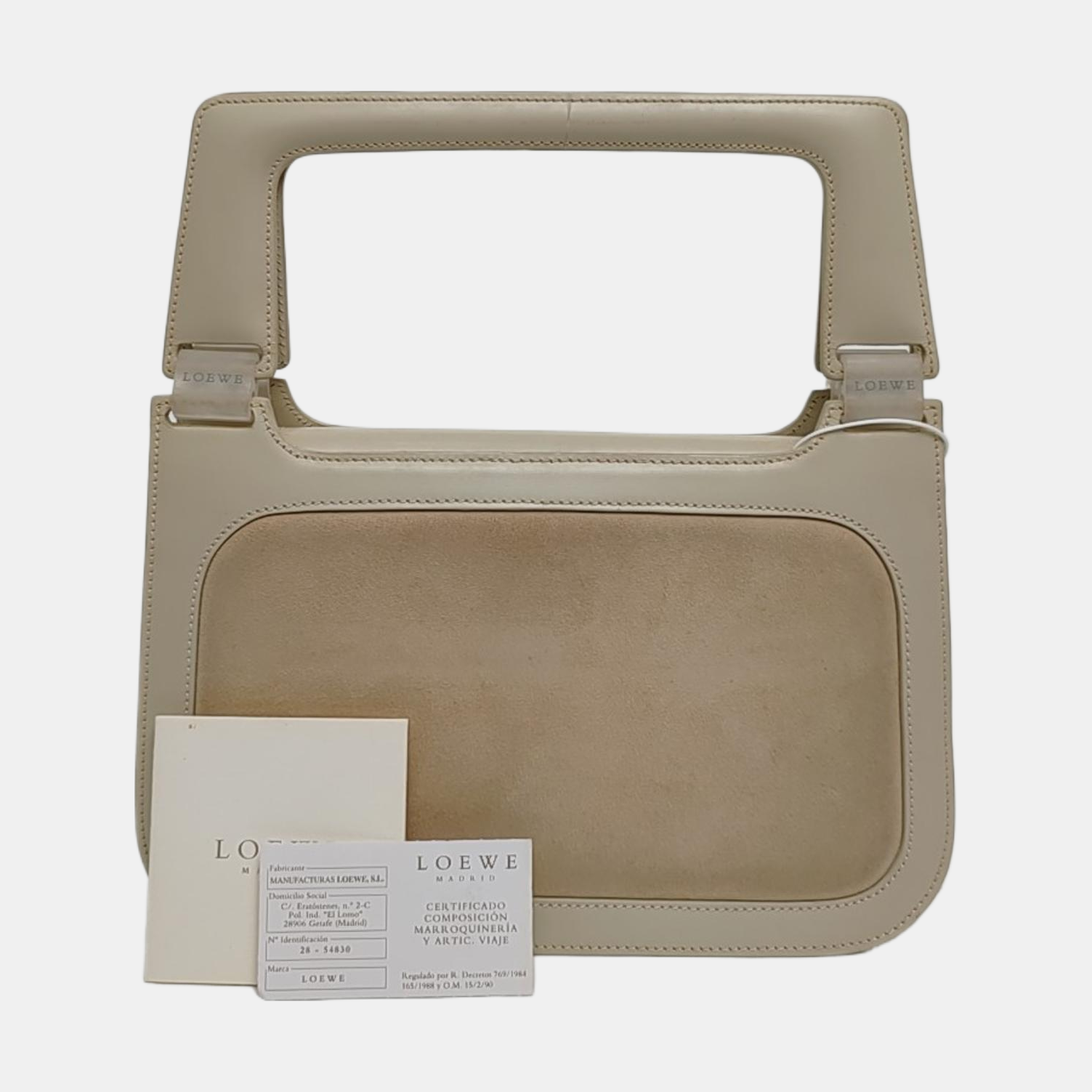 Suede Top Handle Bag Beige