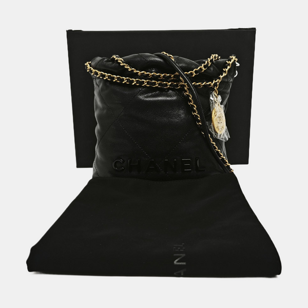 CHANEL 22 Mini Quilted Grained Calfskin Black