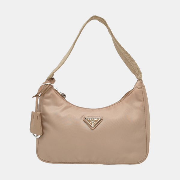 Authenticated pre-owned  Re-Edition2000 Mini Nylon Beige - Top Handle Bag at Looply