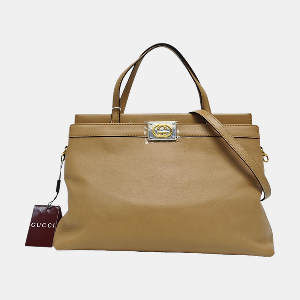 Lambskin Tote Bag Medium Brown