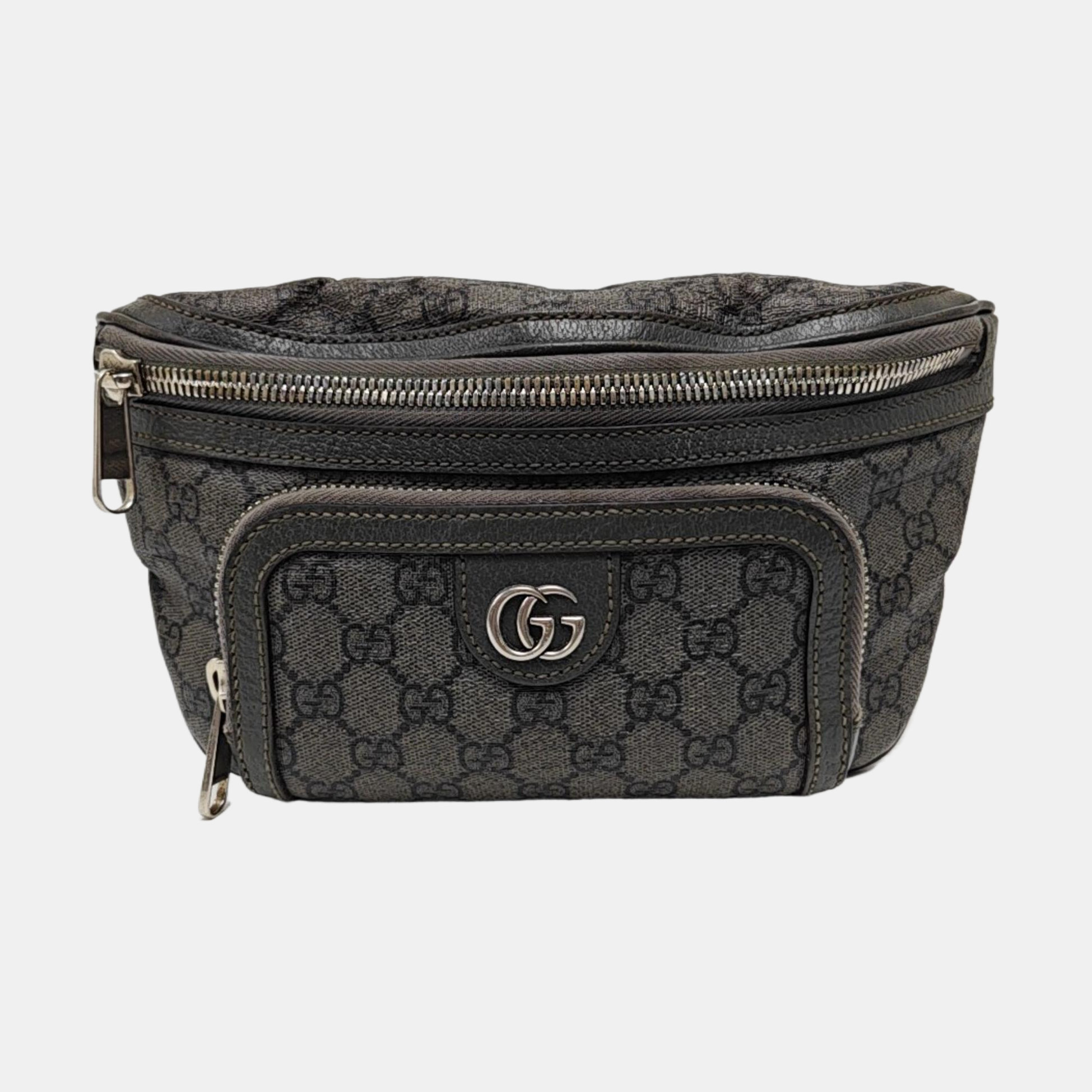 Ophidia Small Monogram Coated Canvas Gray