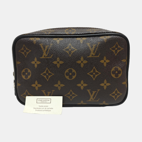 Monogram Coated Canvas Clutch PM Brown