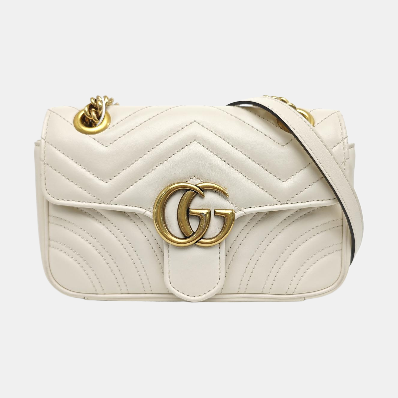 GG Marmont Small Quilted Calfskin White