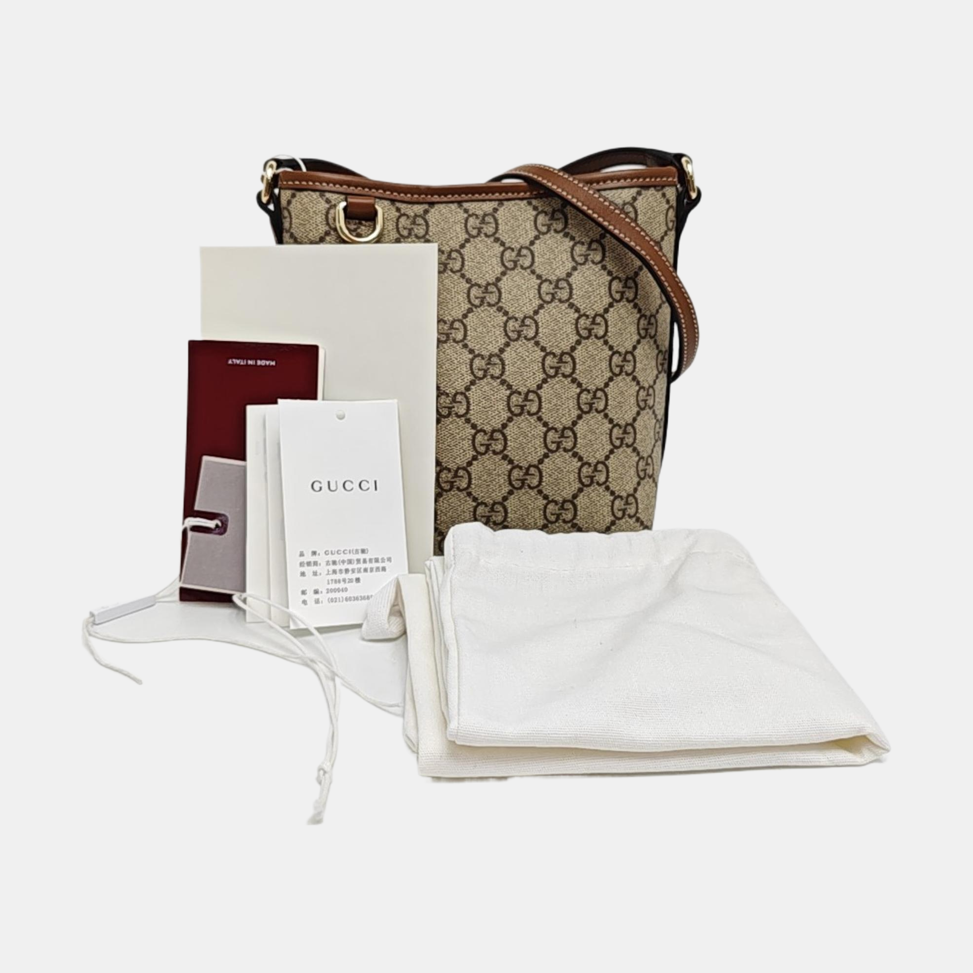 GG Emblem Monogram Coated Canvas Beige