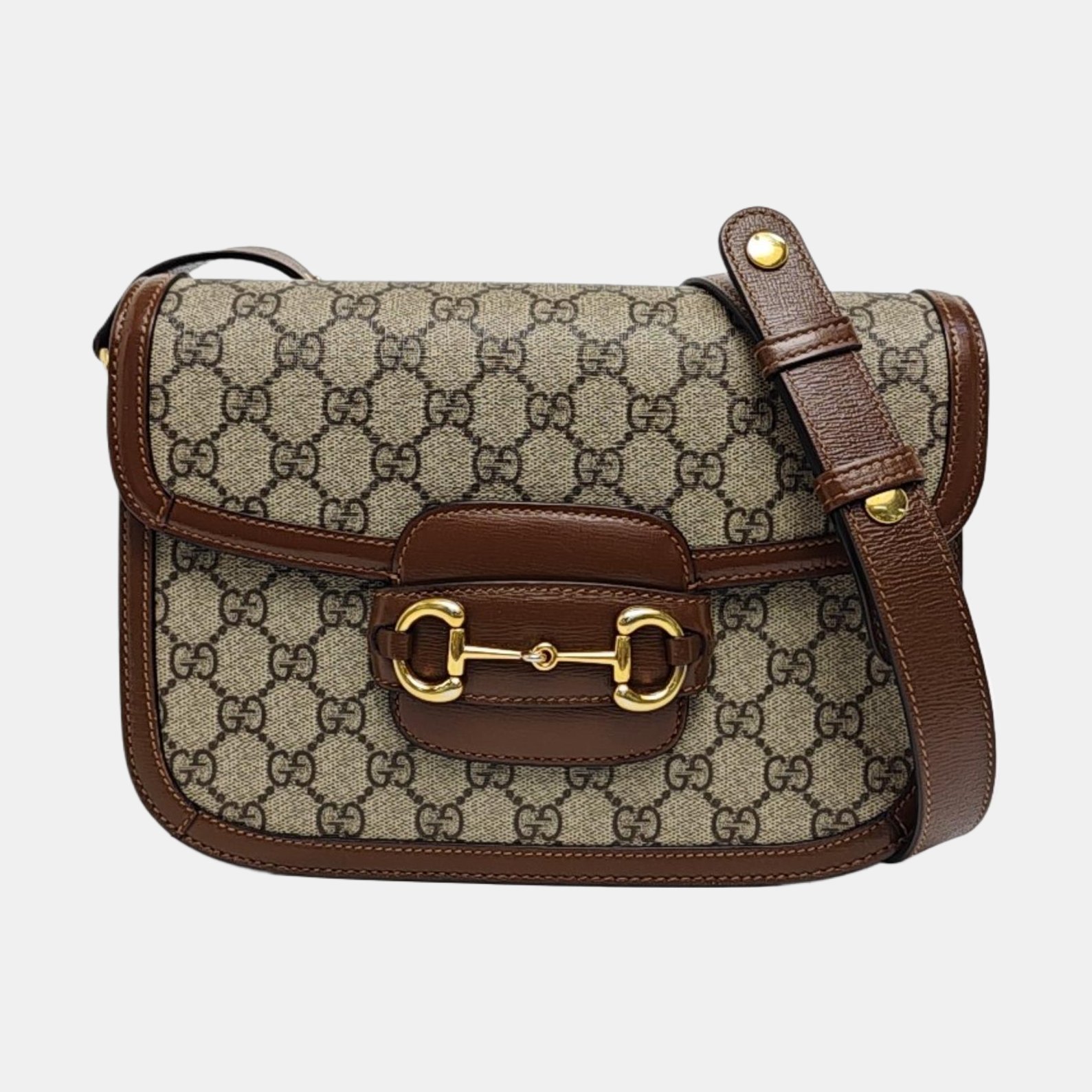 Horsebit 1955 Medium Monogram Coated Canvas Beige