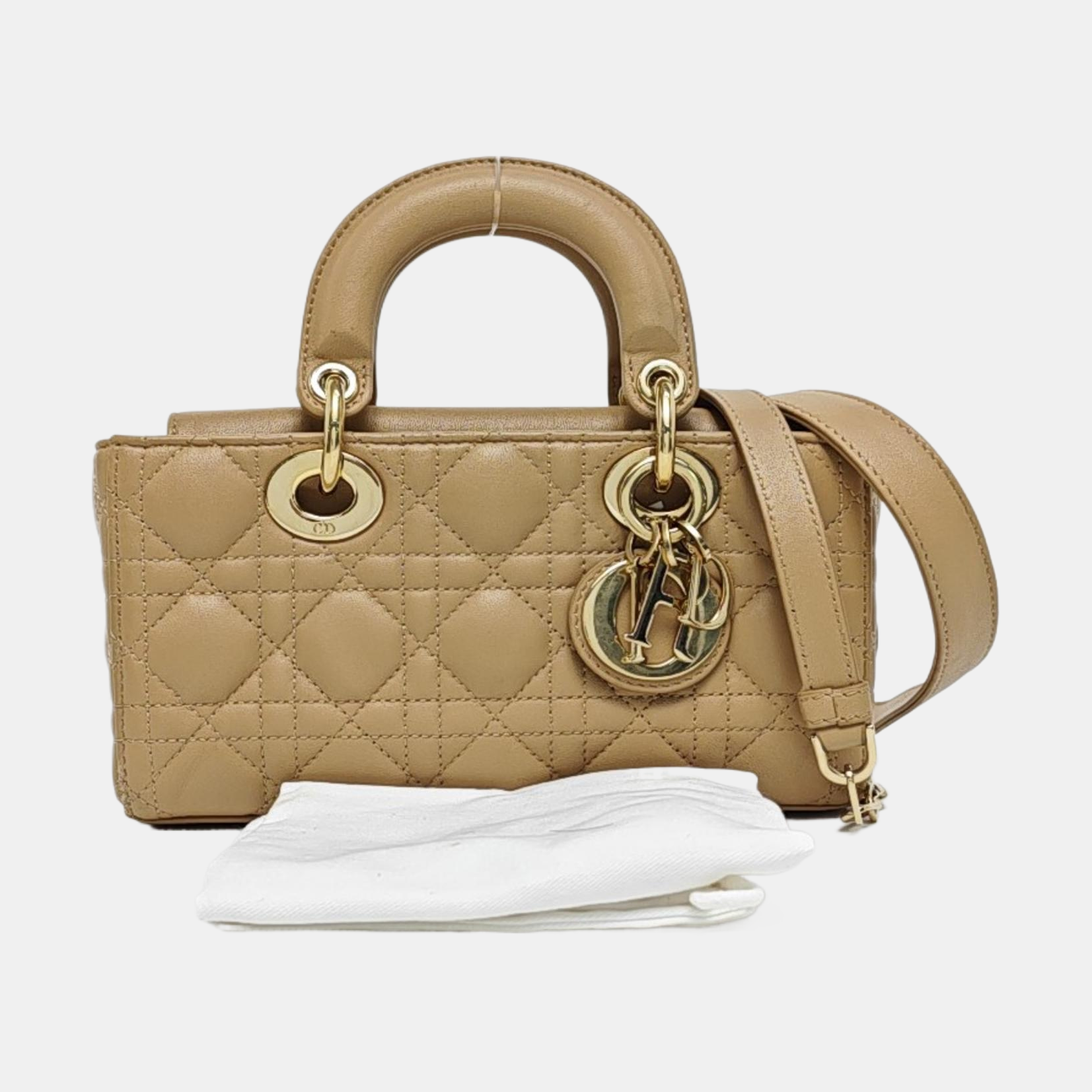 Lady D-Joy Small Cannage Lambskin Beige