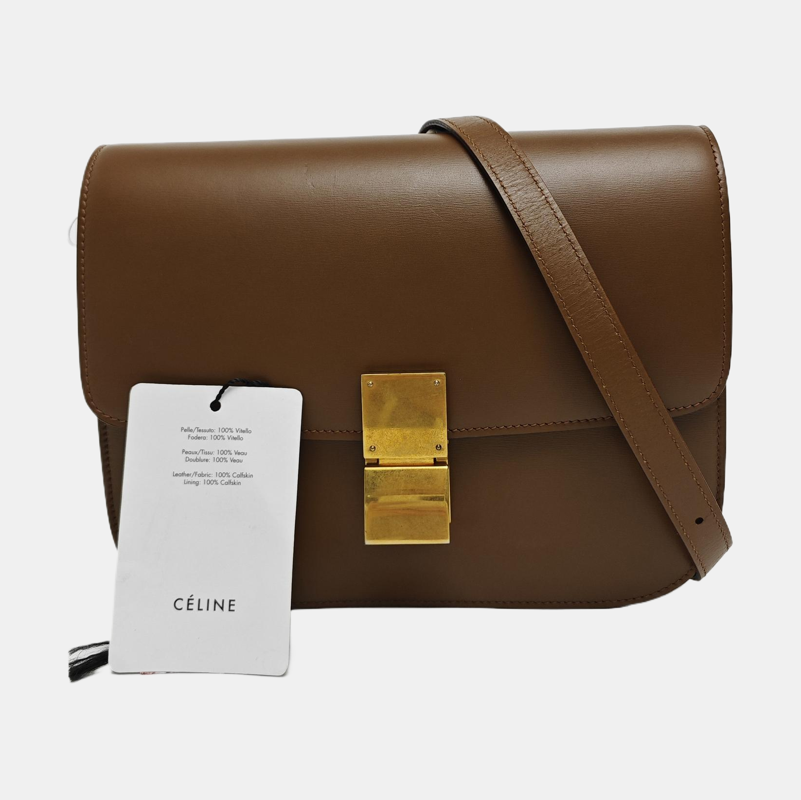 CLASSIC BOX Medium Calfskin Brown